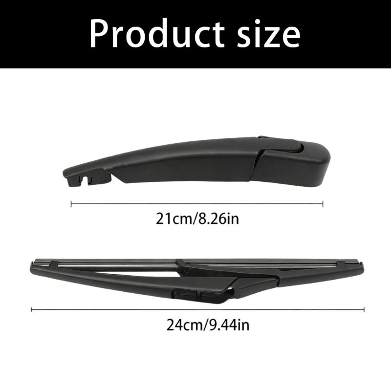 Rear Windshield Wiper Replacement Set with Arm and Blade, Black 2 Piece Rear Window Kit, 21 cm Arm and 24 cm Blade for Worn Wiper Part Service