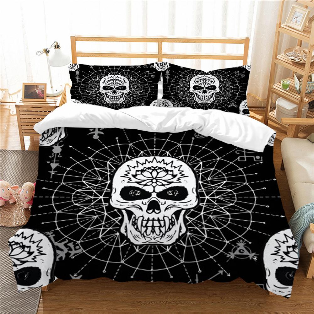 Heimtextilien Totenkopf Druck Bettbezug Totenkopf Muster Bettwäsche Set Cover Design Kissenbezug Highend Mann Bett Set Einzelgröße Bettwäsche