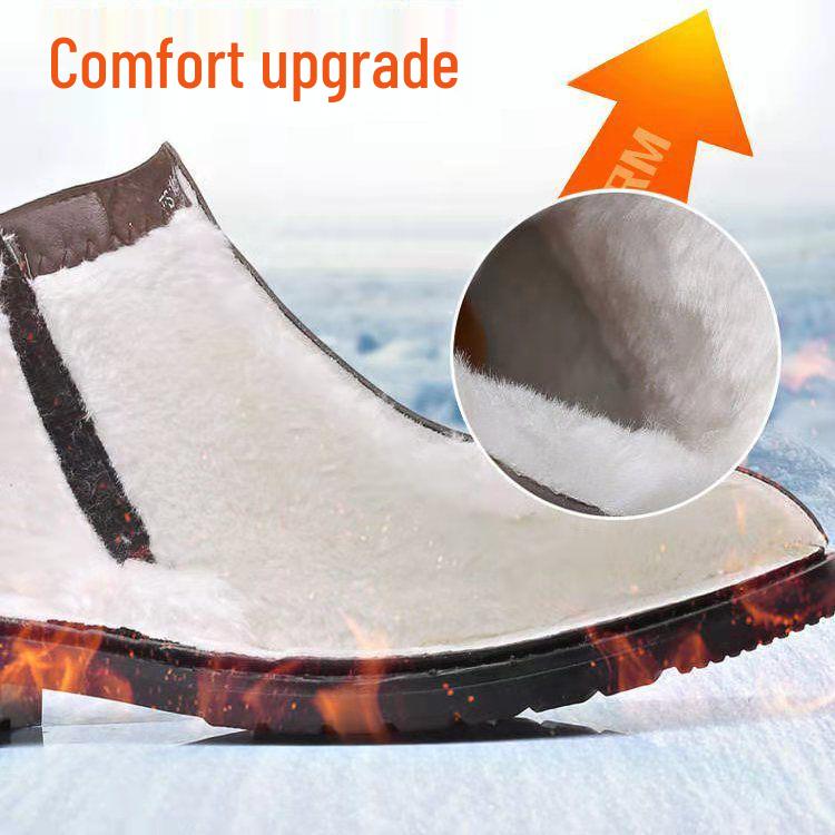 Men's High-Top Martin Boots: Soft Leather, Height-Boosting, Plus Velvet, Thickened Winter Cotton Shoes.