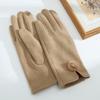 Velvet Winter Suede Gloves Thick Women Cycling Mittens Gift Pu Leather Gloves  Autumn