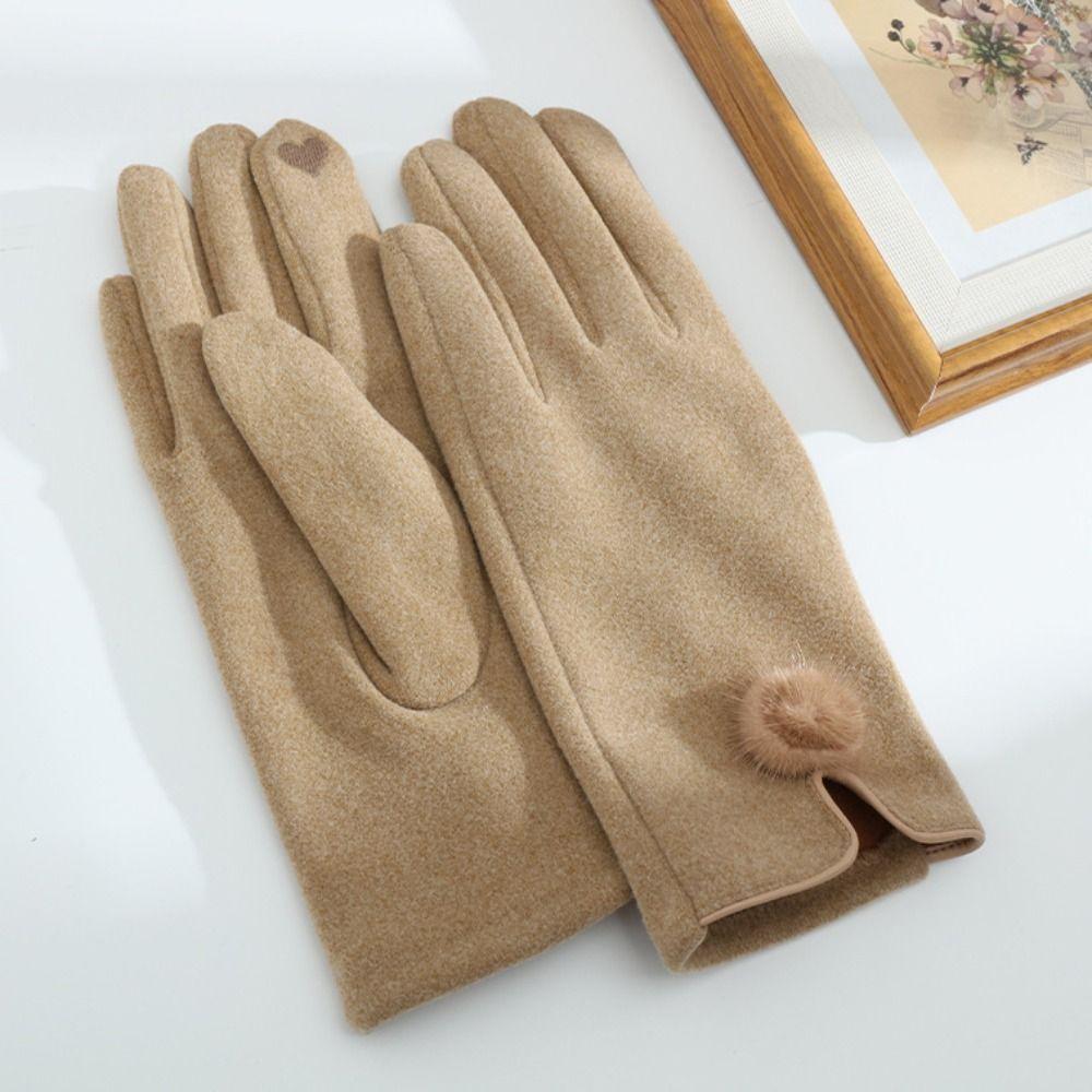 Velvet Winter Suede Gloves Thick Women Cycling Mittens Gift Pu Leather Gloves  Autumn