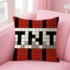 Game T-Tnt Block Explosion Pillow Case Natural Linen Organic Fabric Double-Sided Printing Sofa Home Decor Gift Cushion Cover