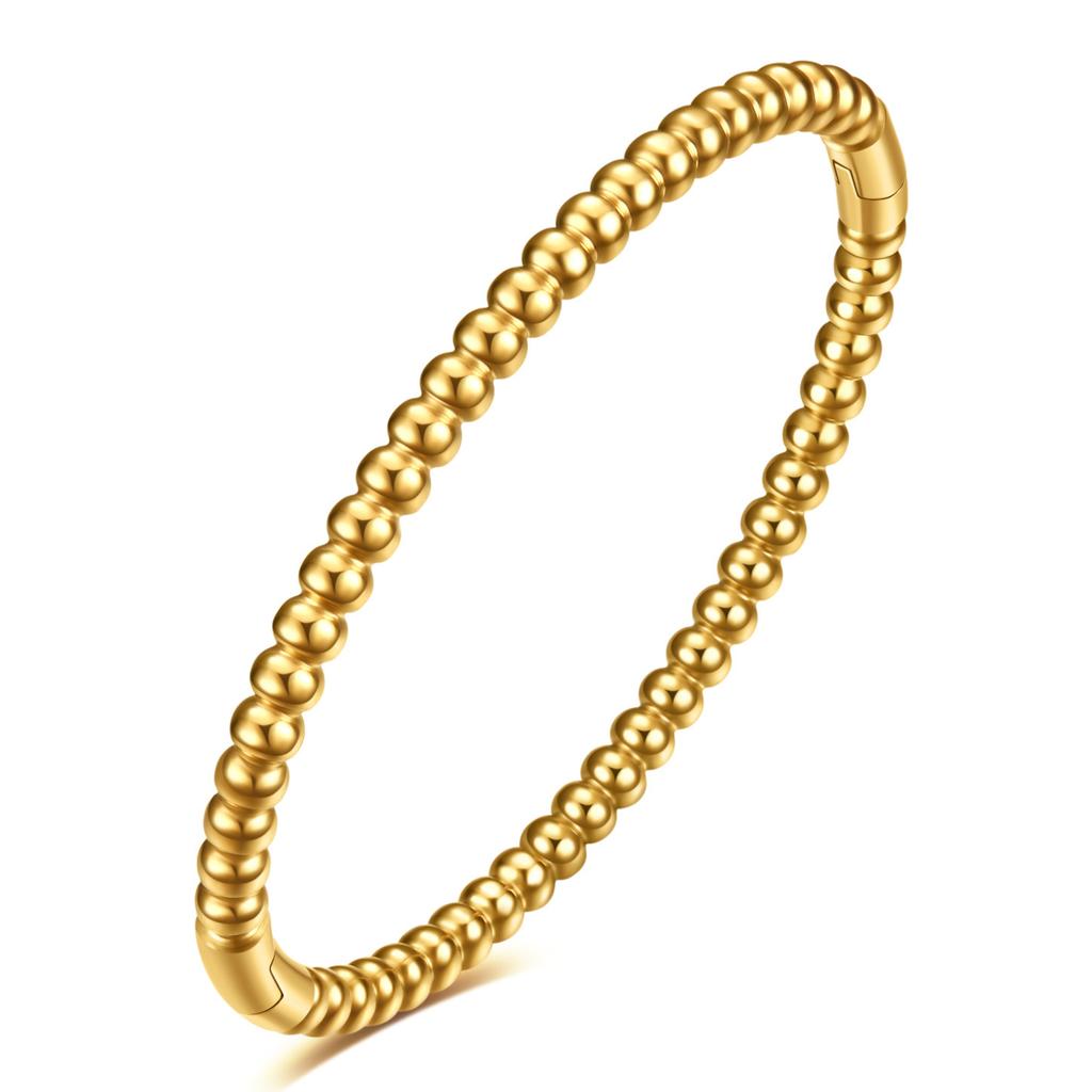 High-end Bamboo Bracelet for Women, Versatile Round Bead Bracelet, Titanium Steel Buckle Opening