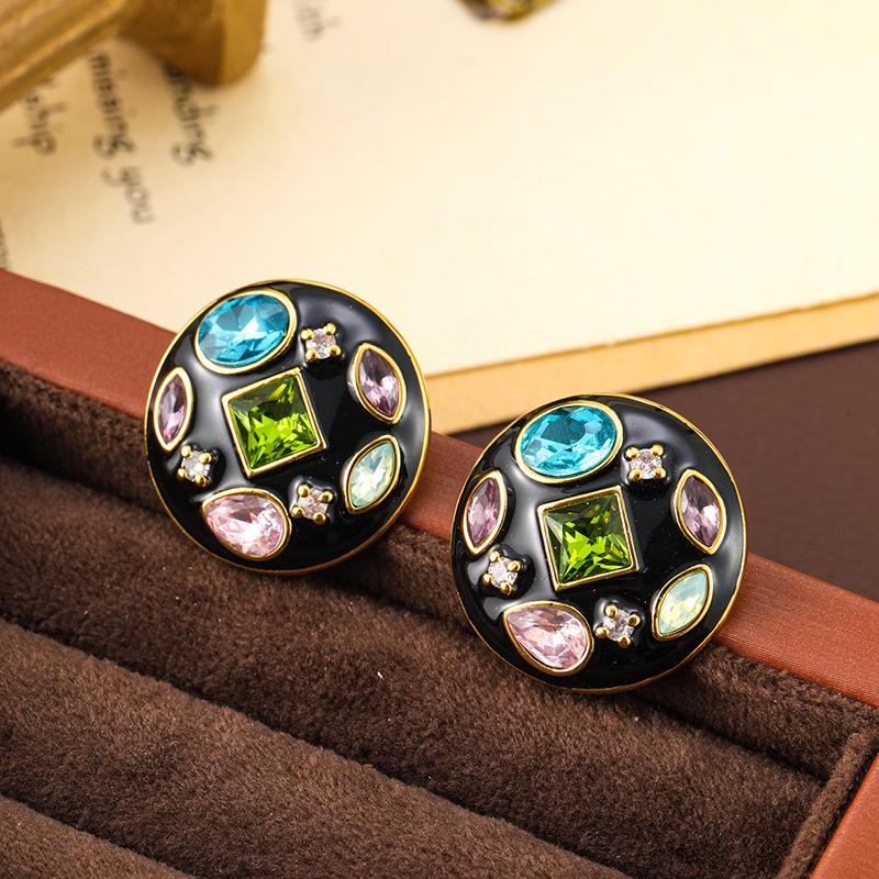High-End Chinese Water Drop Enamel Earrings - Luxurious Long Silver Needle, Trendy Ancient Style for Women