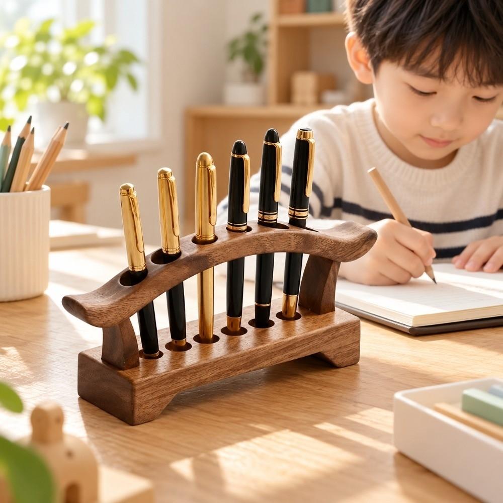 Simple Wooden Pen Holder Multifunction Tea Tools Storage Rack Desk Organizer Office Supplies