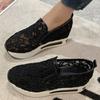 Fashion Classic Black Embroider Sneakers for Women 2025 Comfortable Breathable Mesh Casual Shoes Woman Lightweight Platform Shoes Mujer
