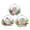 Christmas Santa Gnomes Wood Sign LED Light Up Wreath Wall Window Front Door Hanging Decoration for Festival Home Decors