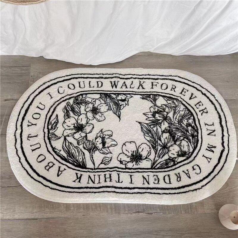 French Style Retro Floor Mat Non Slip Soft Area Rug For Bathroom Bedroom Living Room Home Decor