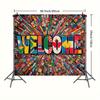 1 Welcome Home Background Banner - Colorful World Flag Design, Durable Polyester Reusable Photography Background Fabric
