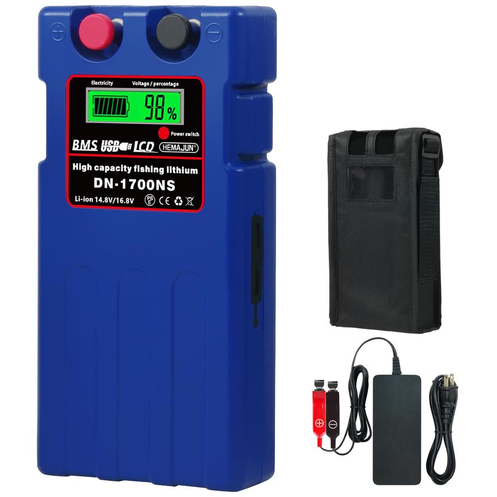HEMAJUN DN1700NS Super Lithium Battery for Electric with Fast Dedicated USB Boat BMS Compatible with Daiwa and Shimano Electric Reels 5.0A