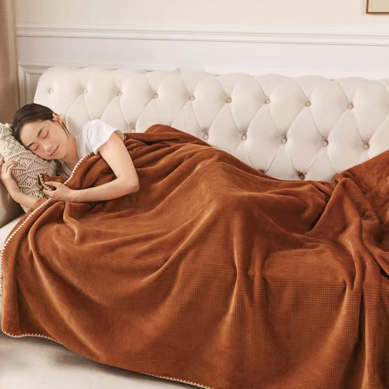 Cearșaf de pat din flanel, de bună calitate, mărime Queen, super moale, iarnă, cu două părți groase, pătură din lână de corali.