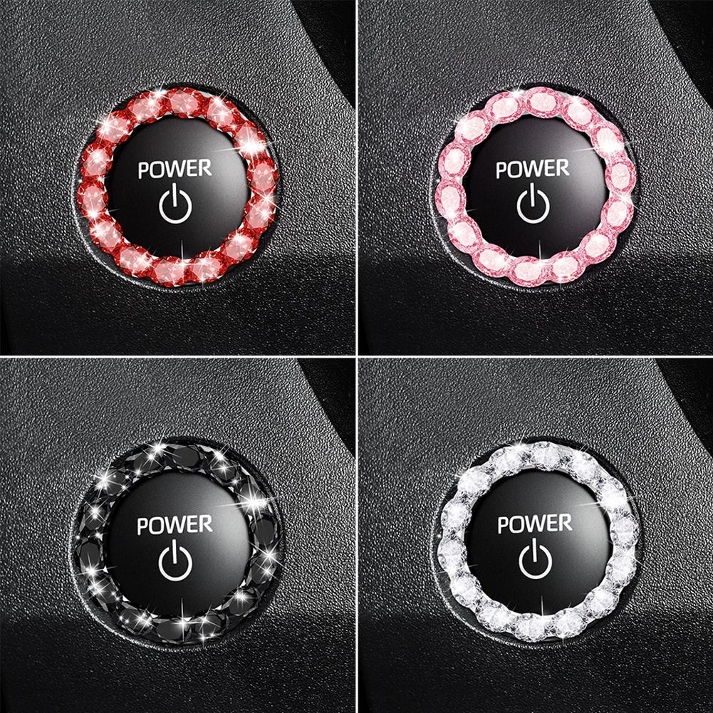 Inel cu Diamante Buton Pornire Motor cu Aprindere Auto cu Strasuri Design Inel Aprindere Decor Aprindere