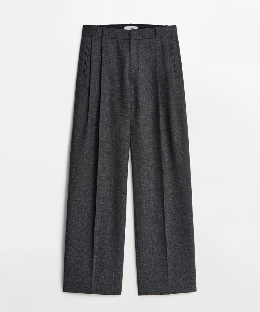 LMOOD Kant Wool Check Slacks Charcoal