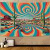 Psychedelic Cactus with colorful tiedye spiral tapestry Psychedelic hippie wall decor for living room bedroom room decor