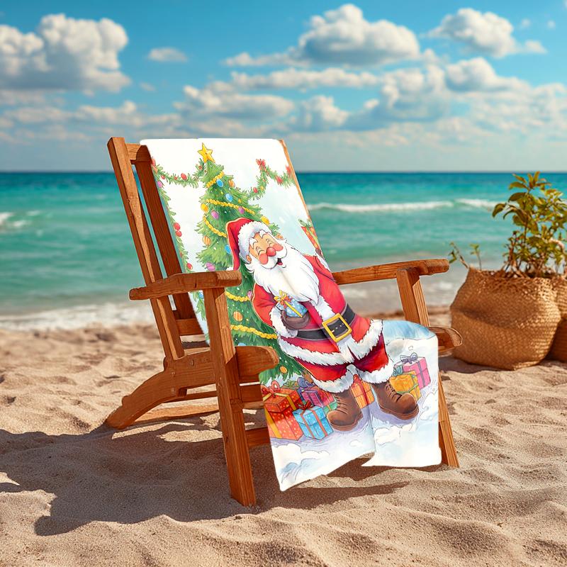 1Pc Christmas Santa Claus Gifts Beach Towel Quick Dry Multiuse For Beach Pool Gym Yoga Home Travel Christmas Halloween Xmas Gift S1174
