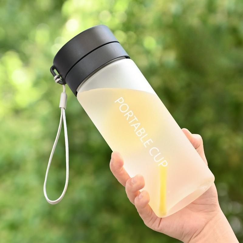 Sports Water Cup Outdoor Large Capacity Frosted Transparent Plastic Water Cup Portable Handheld Rope Cup Summer High Appearance Water Bottle