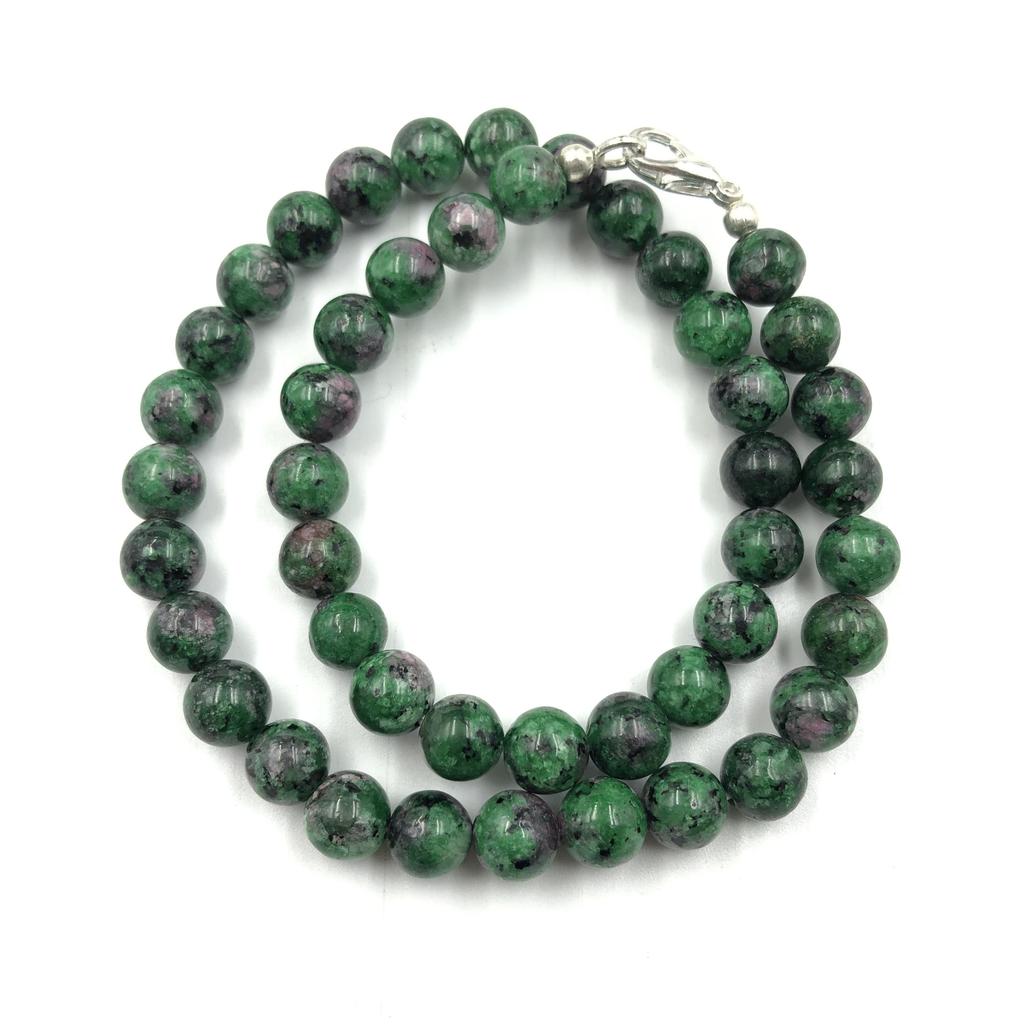 8mm Natural Ruby Zoisite Gemstone Round Beads Handcrafted Women's Jewelry Pretty Necklace 17-20" For Her 8BN-45