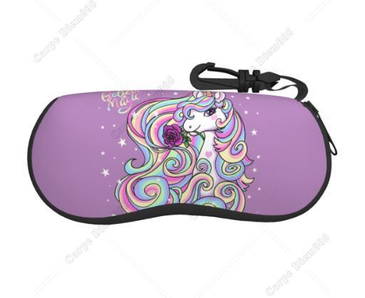 Unicorn Rainbow Cute Sunglass Case Soft Eyewear Accessories for Women Girl Outdoor Travel Glasses Case One Size Print