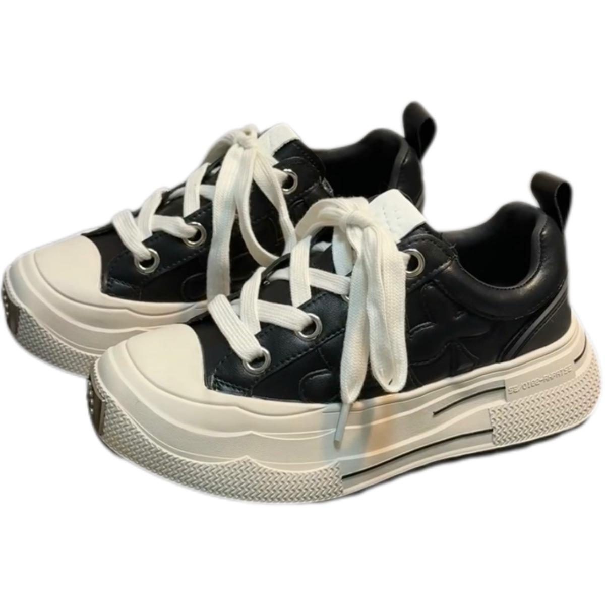 

Thick-soled heightened retro damaged denim gray canvas shoes for men and women 44