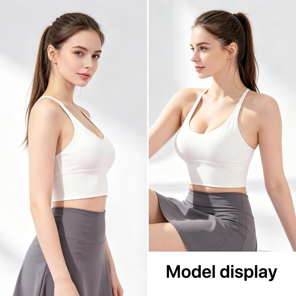 Women Stylish Cross Back Yoga Tank Top with One-piece Chest Pads, Elastic Comfort Workout Bra, Light Support Activewear for Sports and Outdoor