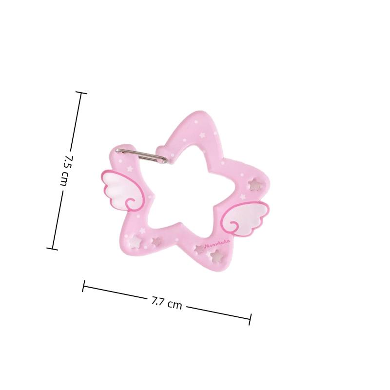 Cute Ins Style Wings Star Carabiner Diy Keychain Bag Charm Backpack Pendant Handbook Acrylic Package Hanging Keychain Decoration