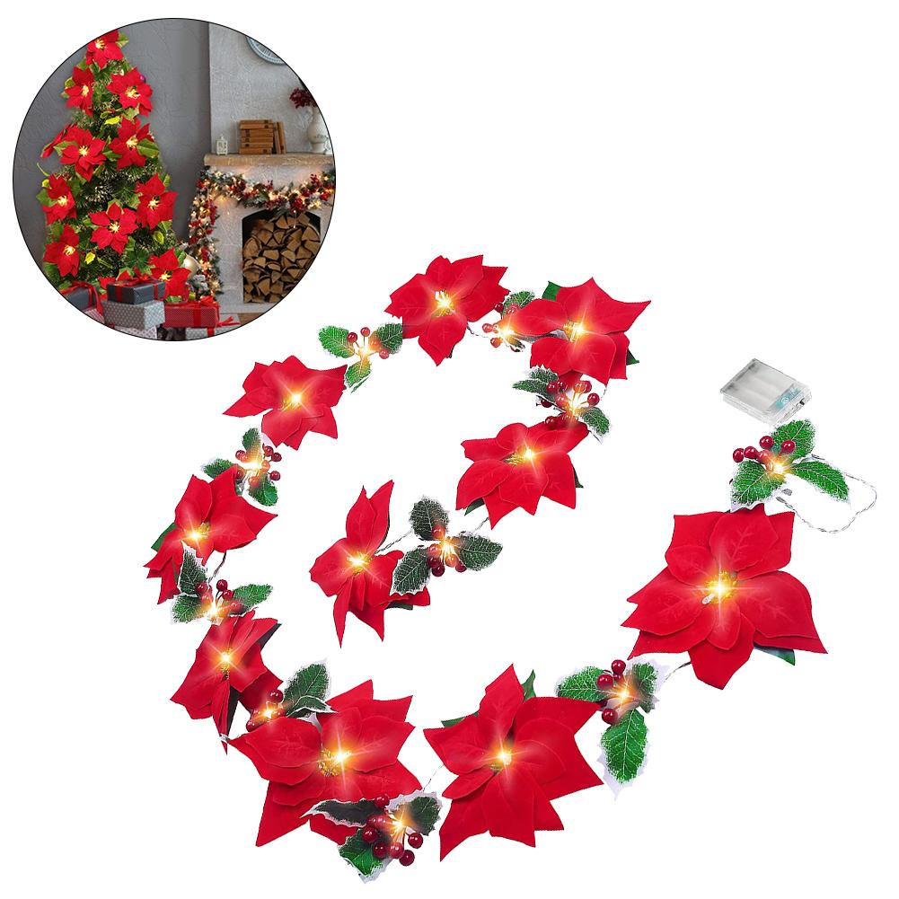 Christmas Fairy Garland Light String LED Decorative Flower Lamp 2 Modes Battery Operated Romantic for Party Escalator Decoration