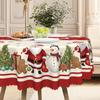 Christmas Tablecloth Santa Snowman Elk Christmas Tree Print, Dining Table Decorative Cloth, Round Table Square Table Universal