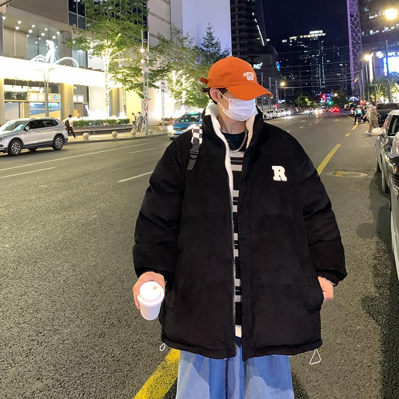 Winter Men Long Sleeved Warm New Cotton Jacket with Plush and Thickened Lamb Wool Cotton Jacket Winter Men Jacket