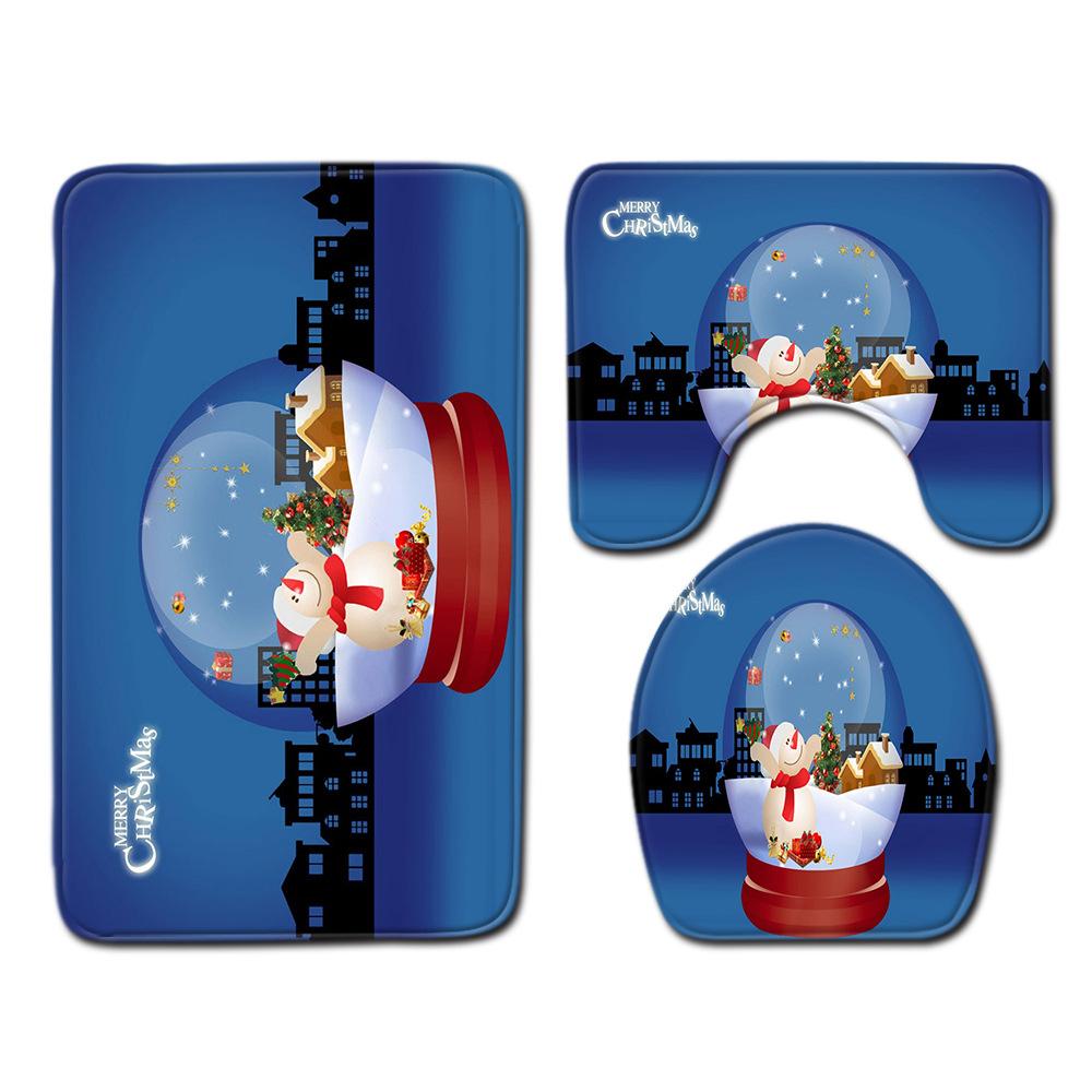 Christmas Bathroom Floor Mat Toilet Three-Piece Set
