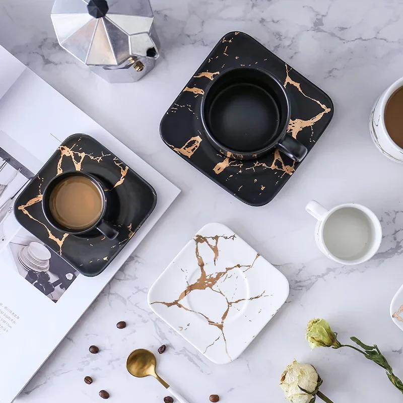 Marble Coffee Cup, Black and White Cup and Saucer Cup. High Quality Coffee Cup, Coffee Set,  Saucer Cup Mugs  Cups