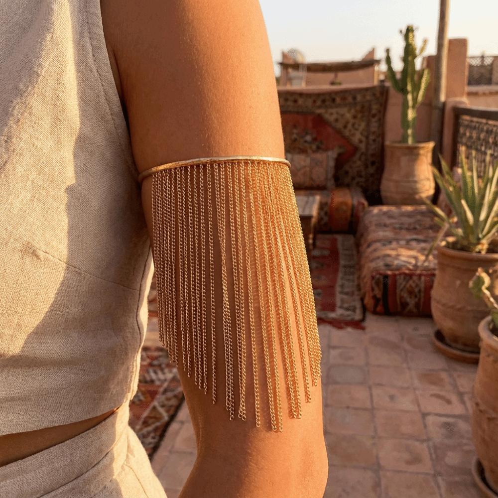Adjustable Tassels Armband Exquisite Open Upper Arm Chain Fashion Fringe Arm Cuff Bangle Party