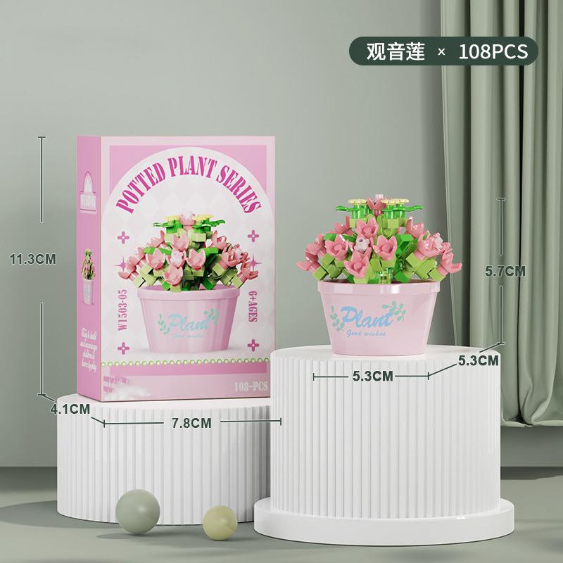 Flower Bouquet Mini Particle Building Blocks Flower Kit 3D DIY Creative Plants Micro Bricks for Home Decor Girl Gift Adults Kids