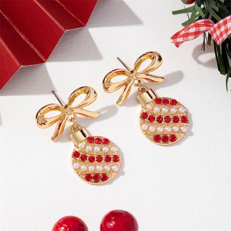 Trendy Exquisite Christmas Light Bulb Drop Earrings for Women Simple Bowknot Earrings Xmas Party Jewelry Gifts