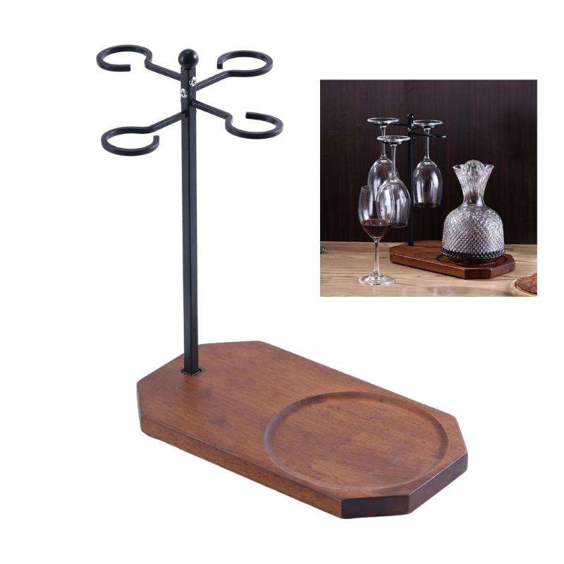 Wine Glass Storage Solution Wine Glass Rack With Decanter Tray Desktop Goblet Drying Rack for Home Kitchen Restaurant