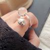925 Sterling Silver Rings for Women Couple Minimalist Handmade Simple Big Ball Ring Fine Jewelry Gift Prevent Allergy