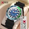 OFNS Men's Quartz Watch: Youth Casual, Waterproof Silicone Strap, Rotating Bezel, Calendar Wristwatch.
