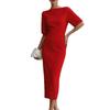Nuovi abiti da donna primaverili, vendita calda transfrontaliera europea e americana, alla moda ed elegante, tinta unita, aderente, vestito da sera aderente