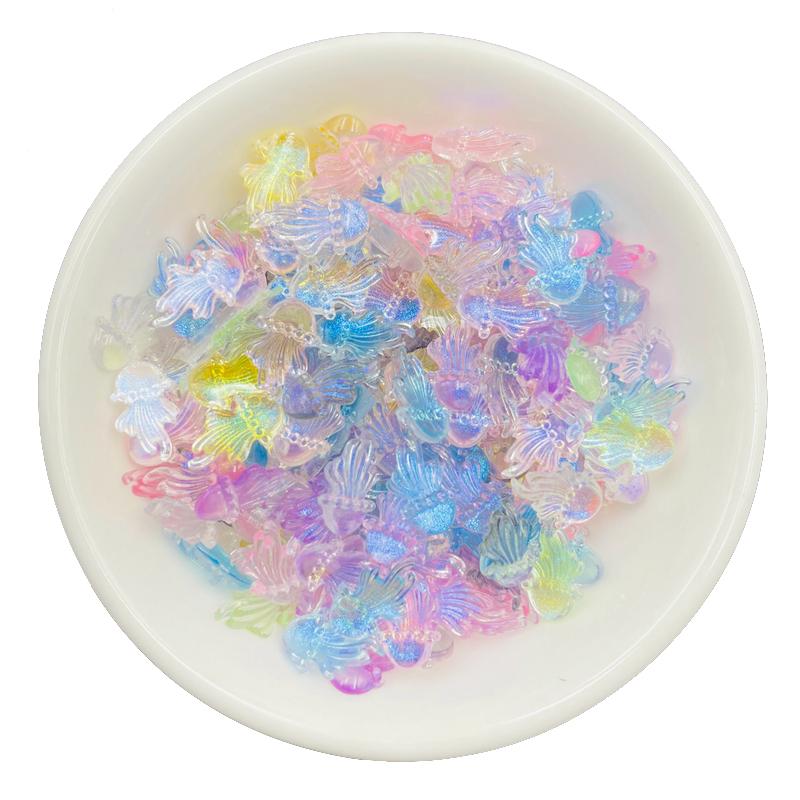 100 Pcs New Mini Cartoon Shiny Marine Jellyfish Resin Scrapbook Rhinestones 3D For Diy Manicure Accessories Decorations A48