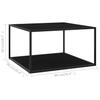Black Coffee Table with Black Glass 90 X 90 X 50 Cm
