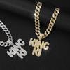 Hot Selling Double Row Full Diamond KINGKI Letter Pendant, Hip-hop Cuban Necklace Jewelry, Personalized Accessories