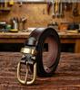 Women's Retro Leather Jeans Belt - Top Layer Cowhide, Pin Buckle, Vegetable Tanned, Casual Hong Kong Style