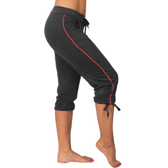 Women Solid Color Mid Rise Pockets Drawstring Slim Pants Cropped Trousers