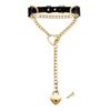 Punk Leather Choker Necklace with Heart Chain Heart Lock Key Gothic Adjustable Collar Neck Jewelry for Women Girls