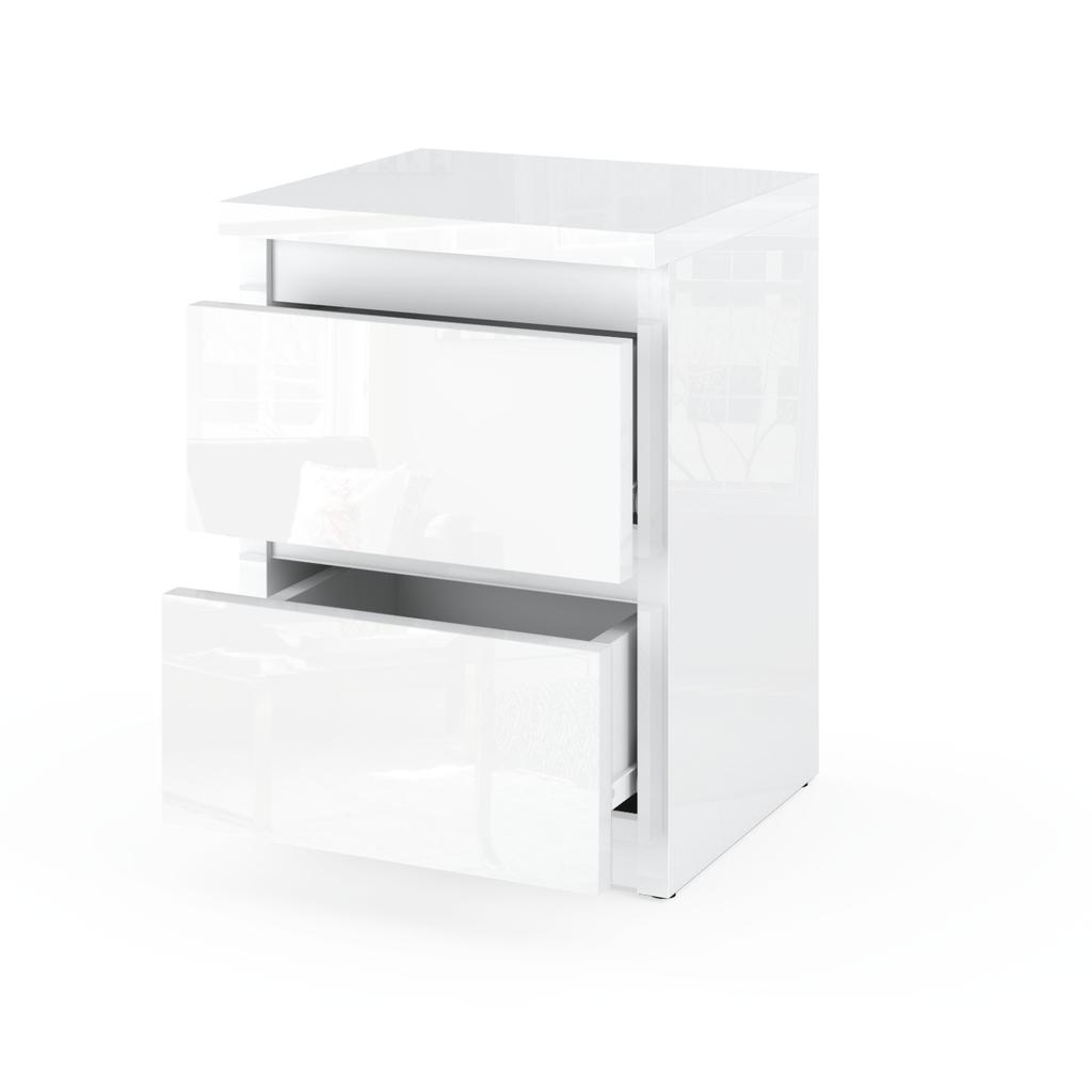 Κομοδίνο ΟΛΟ ΛΕΥΚΟ Γυαλιστερό 30 ΕΚ 2 Συρτάρια Κομοδίνο Έπιπλο Υπνοδωματίου