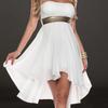 Elegante Vestido de Dama de Honor sin Tirantes de Gasa Plisado de Cintura Alta para Mujer