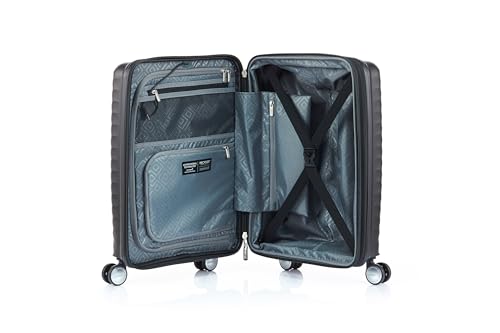 American Tourister SQUASEM Spinner 55 Handgepäckgröße Erweiterbarer Koffer, 55cm, Schwarz