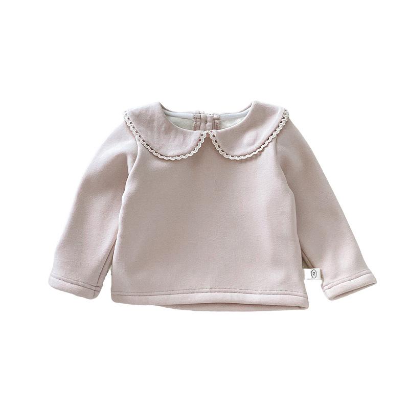Mädchen Fleecegefüttertes Winter-Basisschicht-Oberteil (Alter 0-5) - Modische einfarbige koreanische Baby-Unterwäsche AY710