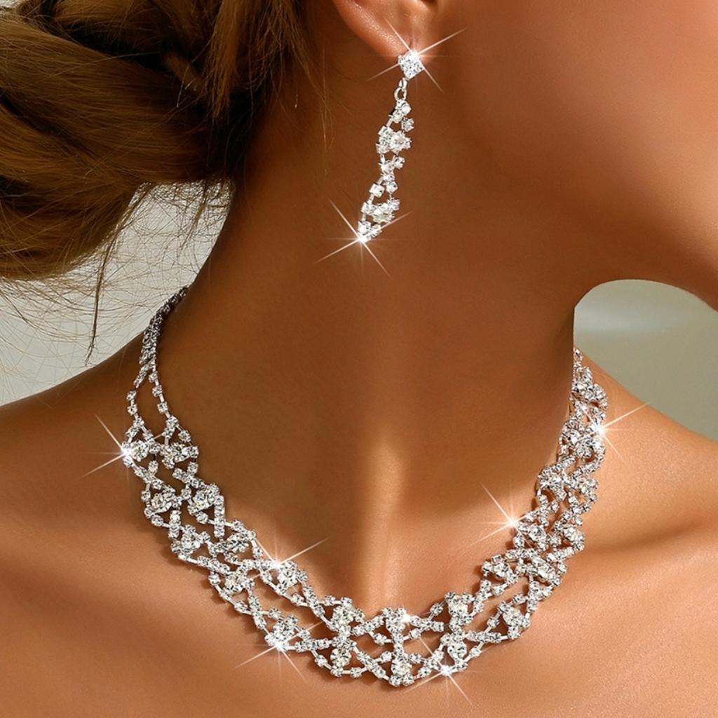 Ladies' light luxury style design necklace, earrings, jewelry set suitable for weddings, gatherings, holidays, gifts