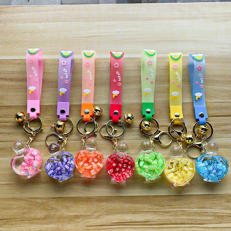 Exquisite Floating Sand Acrylic Perfume Bottle Keychain For Car Decor