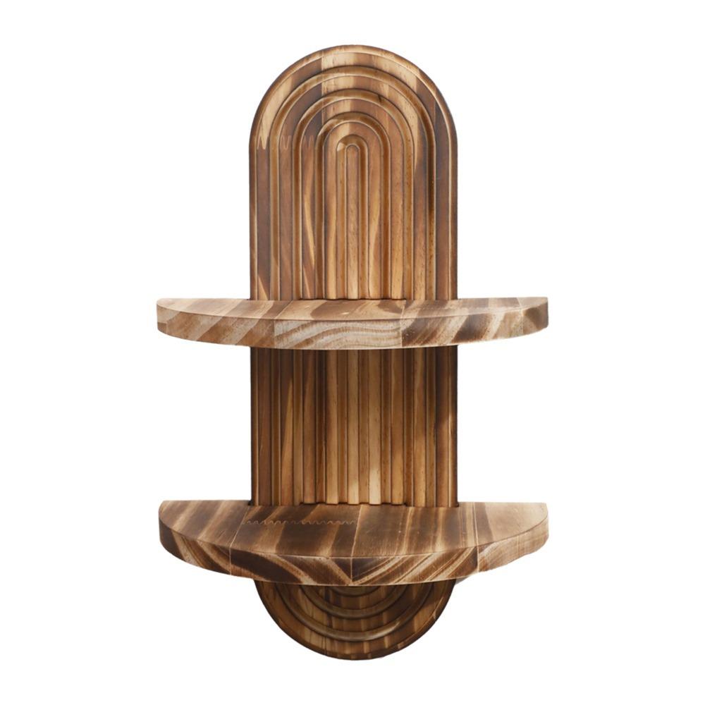 Oval Threaded Wooden Wall Shelves Natural Artistic Wooden Stand Wall Mounted Shelf Living Room